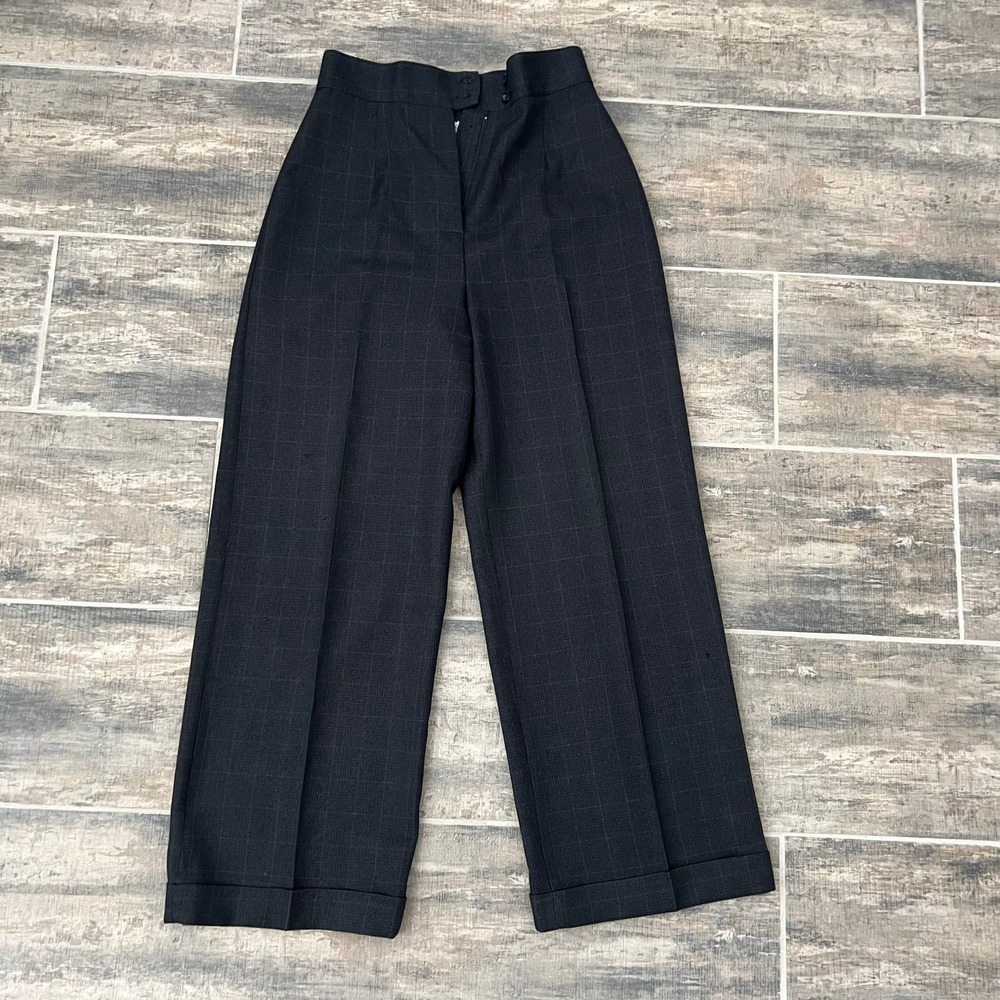 Y2K‎ XOXO Gray Plaid High Rise Wide Leg Trousers Waist 27 Baggy Pleated - Picture 5 of 12